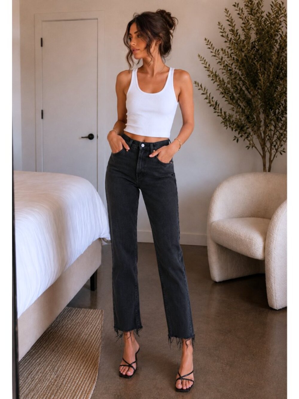 RE/DONE Originals 70s High Rise Stove Pipe Jeans 25 Fits 26x25 Black $265